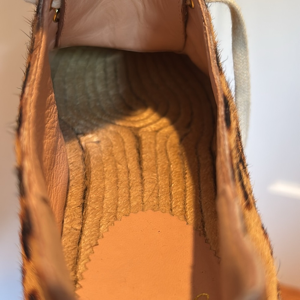 J Crew calf hair lace up espadrille sneakers in Rich Mahogany leopard print - Picture 10 of 16